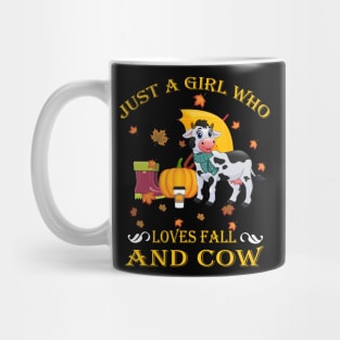 Just A Girl Who Loves Fall & Cow Funny Thanksgiving Gift Mug